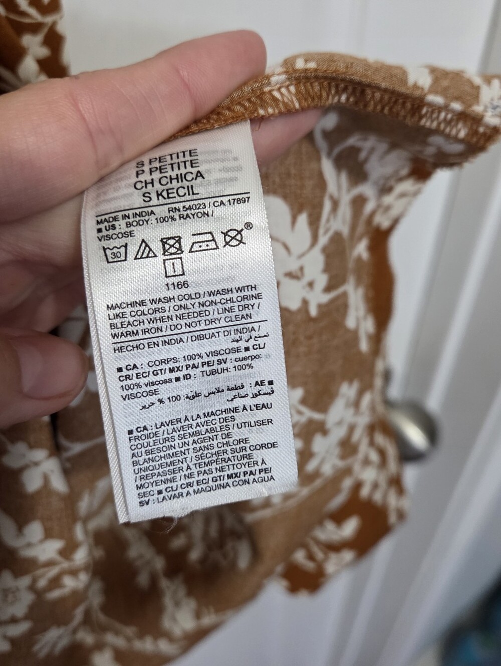 Old Navy Brown Floral Short Sleeve Tiered Mini Dress Sz Small Petite Boho Casual - Picture 11 of 13
